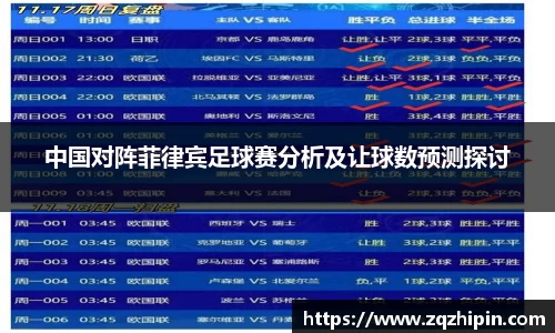 中国对阵菲律宾足球赛分析及让球数预测探讨